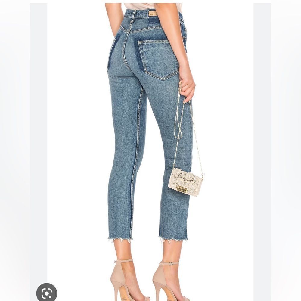 GRLFRND high waist skinny crop frayed jeans